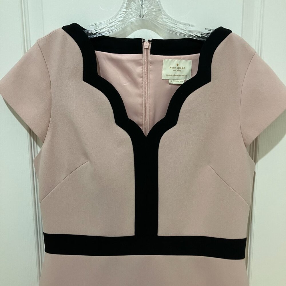 kate spade Pink and Black Scallop Trim Cap Sleeve Dress - Picture 3 of 5